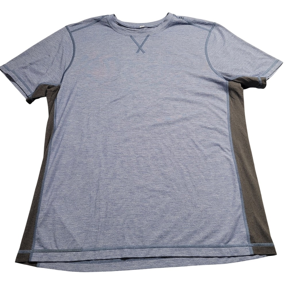 Lululemon Mens Metal Vent Tech Short Sleeve Shirt Blue‎ Heathered Grey Mesh XL